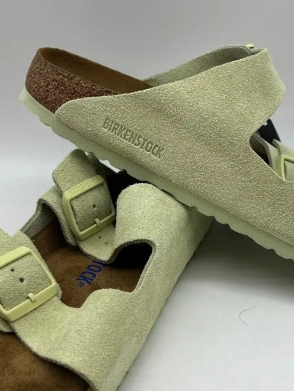 Birkenstock Double Buckle Sandals Faded Lime Size 39